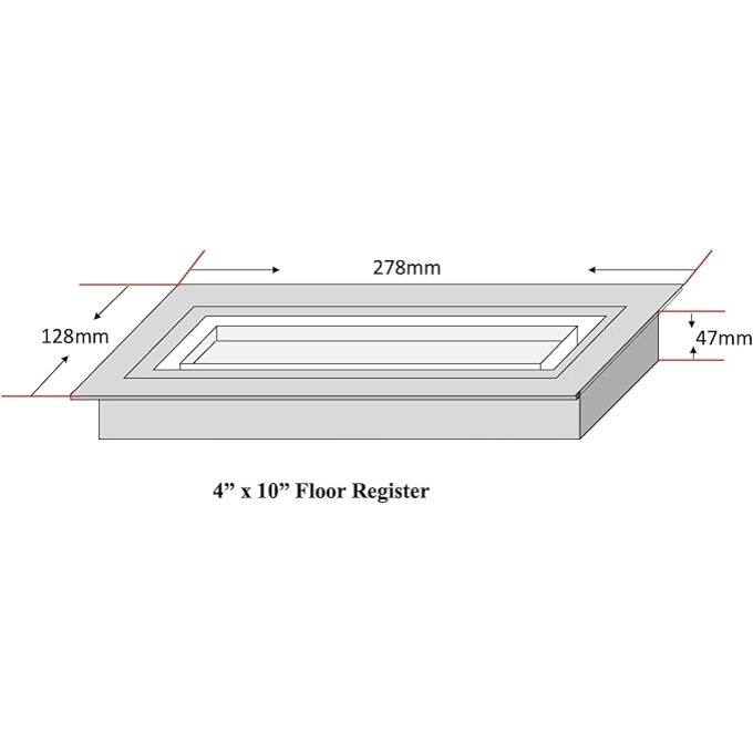 Zion Customizable Floor Registers 4" x 10" Stainless Steel Modern Flush